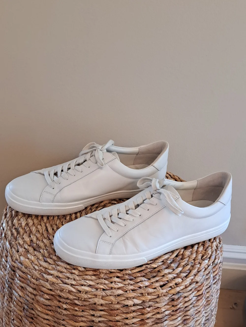 VINCE Mens Fulton Classic Athleisure/Preppy/Luxury White Leather Low Sneakers 12